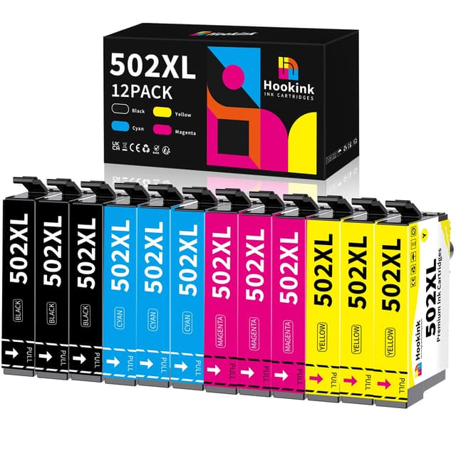 🖨️ Hookink 12er-Set 502XL Druckerpatronen für Epson Drucker 🌈