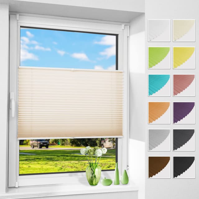 Allesin Plissee ohne Bohren | Plissees Klemmfix Creme 80x120cm 🏡☀️