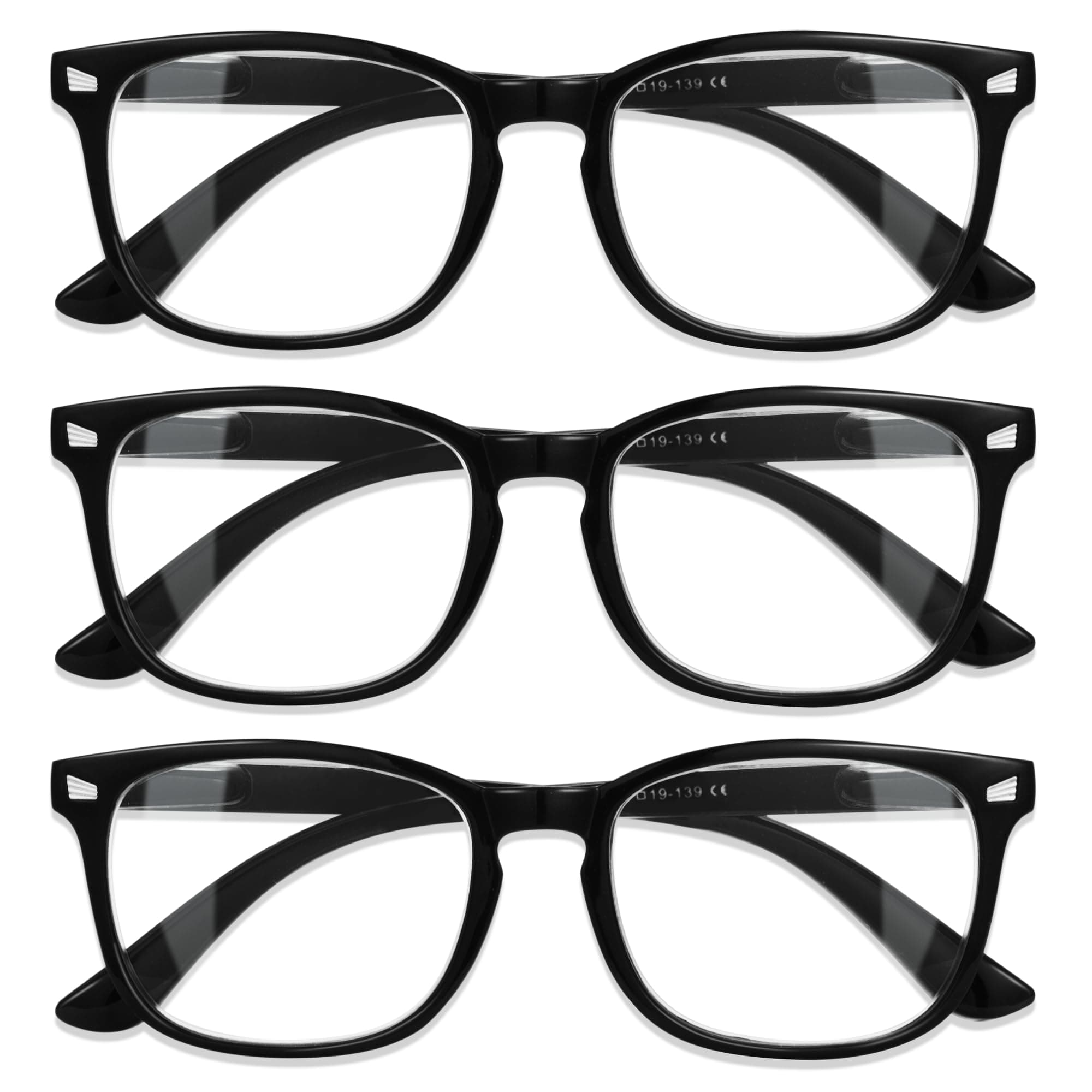 👓 CCVOO 3er-Pack Lesebrille für Damen und Herren mit Blaulichtfilter - Augenoptik Brille Lesehilfe für Damen Herren Schwarz 2.75x