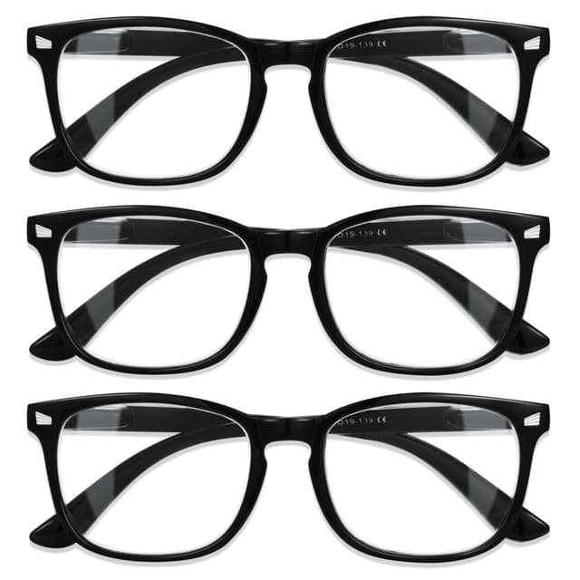👓 CCVOO 3er-Pack Lesebrille für Damen und Herren mit Blaulichtfilter - Augenoptik Brille Lesehilfe für Damen Herren Schwarz 2.75x