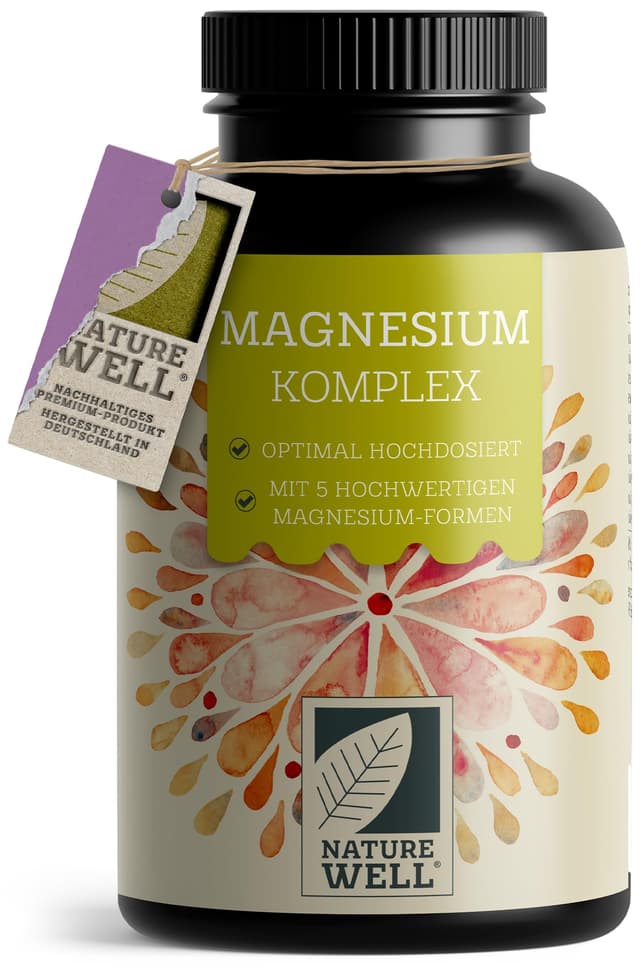 NatureWell Magnesium Komplex 180 Kapseln 400mg - 5 hochwertige Formen - Vegan & Laborgeprüft