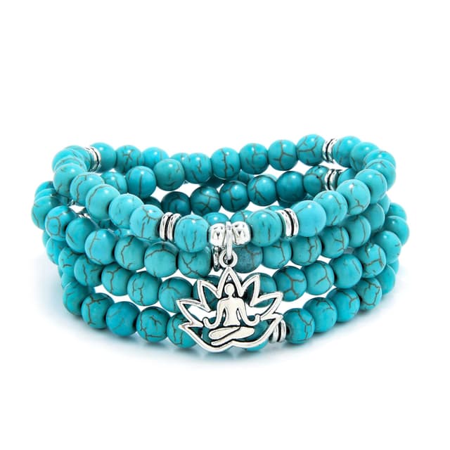 📿 Oasymala Vielseitige Mala-Halskette mit Yoga-Anhänger - Grüner Türkis (Green Turquoise) 🧘‍♂️