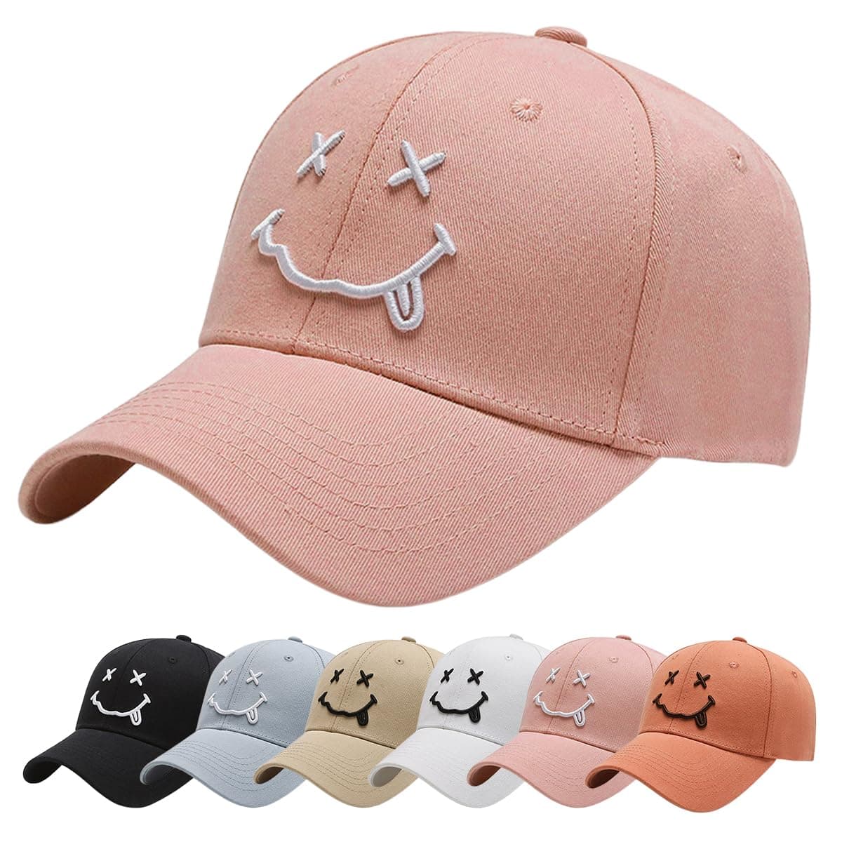 Baynetin Baseball Cap Classic Baumwolle Stickerei Baseballkappen 😊 Gestickte Lächeln Verstellbar Sonnenschutz Basecap