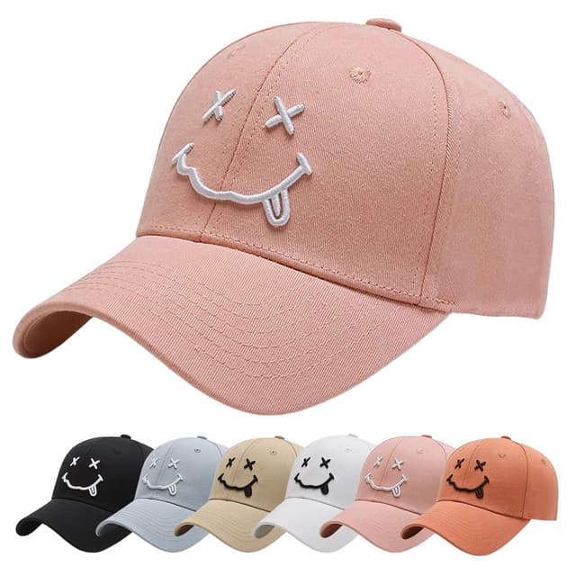 Baynetin Baseball Cap Classic Baumwolle Stickerei Baseballkappen 😊 Gestickte Lächeln Verstellbar Sonnenschutz Basecap