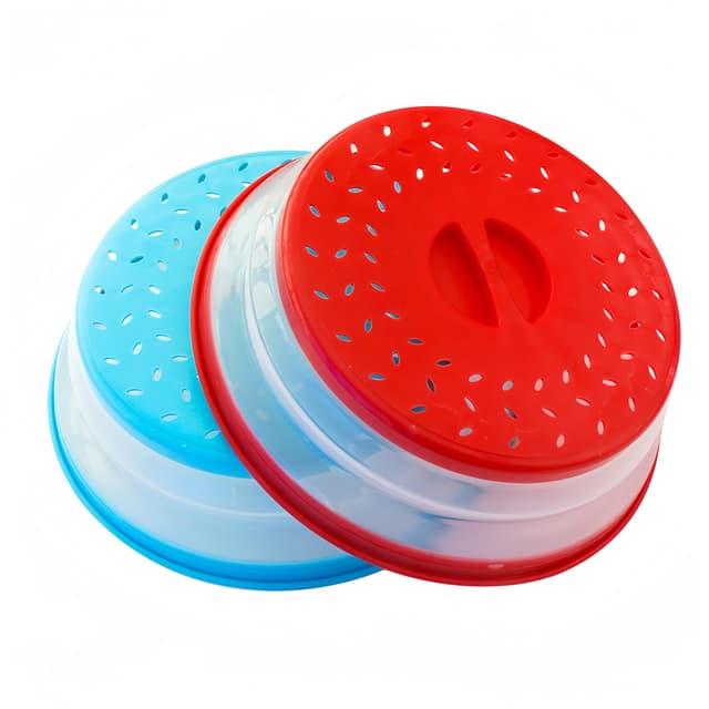 Zusammenklappbare Mikrowellen-Abdeckung, BPA-frei, TPR, 26,7 cm, Rot + Blau 🍽️