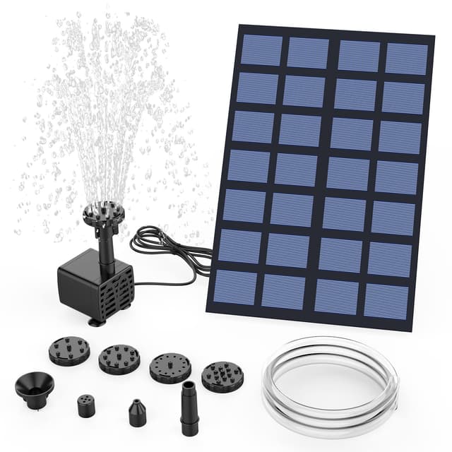 🌞🌿 AMZtime Solar Springbrunnen für Draußen 2.5W DIY Solarbrunnen Upgrade 🌊 Solar Teichpumpe mit 6 Fontänenstile 🐦 Solarpumpe für Gartenteich, Vogel-Bad