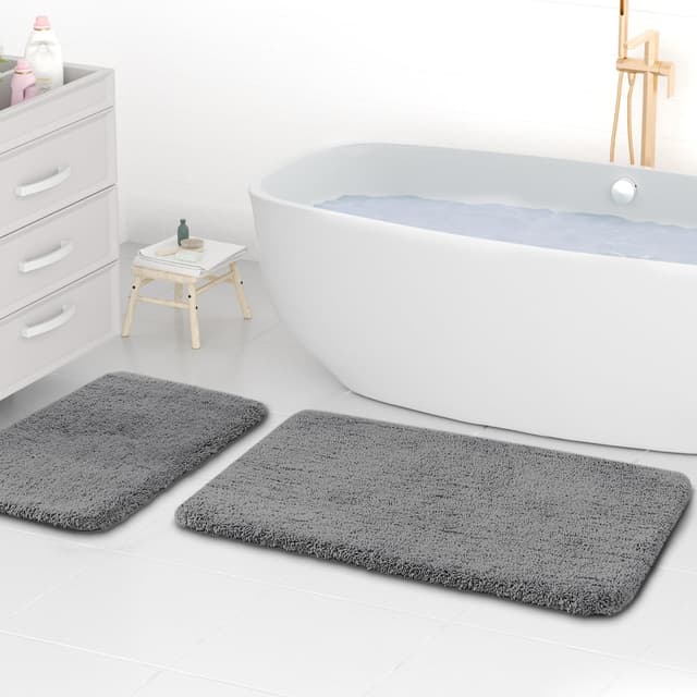 wyewye Mikrofaser-Badteppiche, 2 cm, super saugfähig, Badezimmerteppich, Grau - Angebot