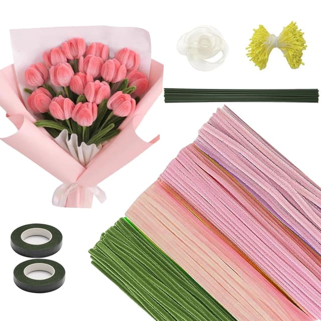 🌷 Pfeifenreiniger Blumen Set - Bastelzubehör für kreative Köpfe 🎨