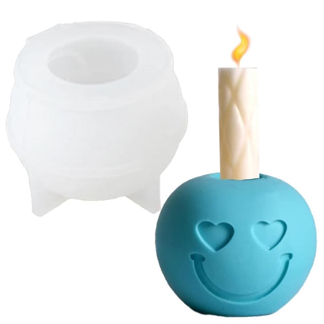 🕯️ JAHEMU Smiley Silikonform Weihnachten Kerzenhalter 3D Apfel Kerzengießform