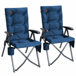 EVER ADVANCED Campingstuhl Faltbar Rückenverstellbar in 4 Positionen bis 150 KG Klappstuhl 6cm Dicke Gepolstert mit Seitentasche Getränkhalter Gartenstuhl Hohe Lehne Angelstuhl für Camp Garten Balkon Blau 2 pcs 🏕️