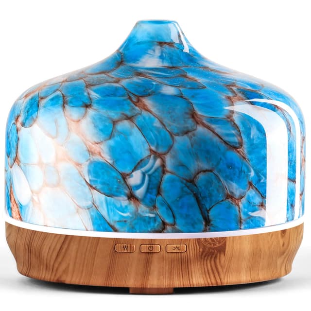 Porseme 500ml Aroma Diffuser Glas Handgeblasen Luftbefeuchter Ultraschall Cool Mist Leise 7 farbwechselnde LEDs BPA Frei - Angebot