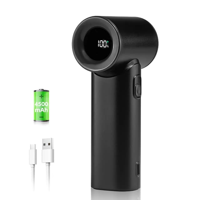 🌬️🔋 Handventilator Tragbar - 17400RPM Turbo Fan - 5 Geschwindigkeiten - 4500mAh Akku - 15h Kühlzeit