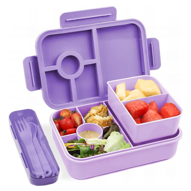Bugucat Brotdose Kinder 1300ML, Lunchbox Auslaufsicher Mit 5 Fächern, Bento Box für Kinder & Erwachsene 💜