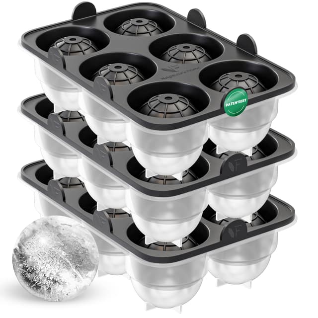 🍹🥃🍸 Nachbars Freund Patentierte Eiskugelform 3er Pack - Große Eiswürfelform rund Platinsilikon