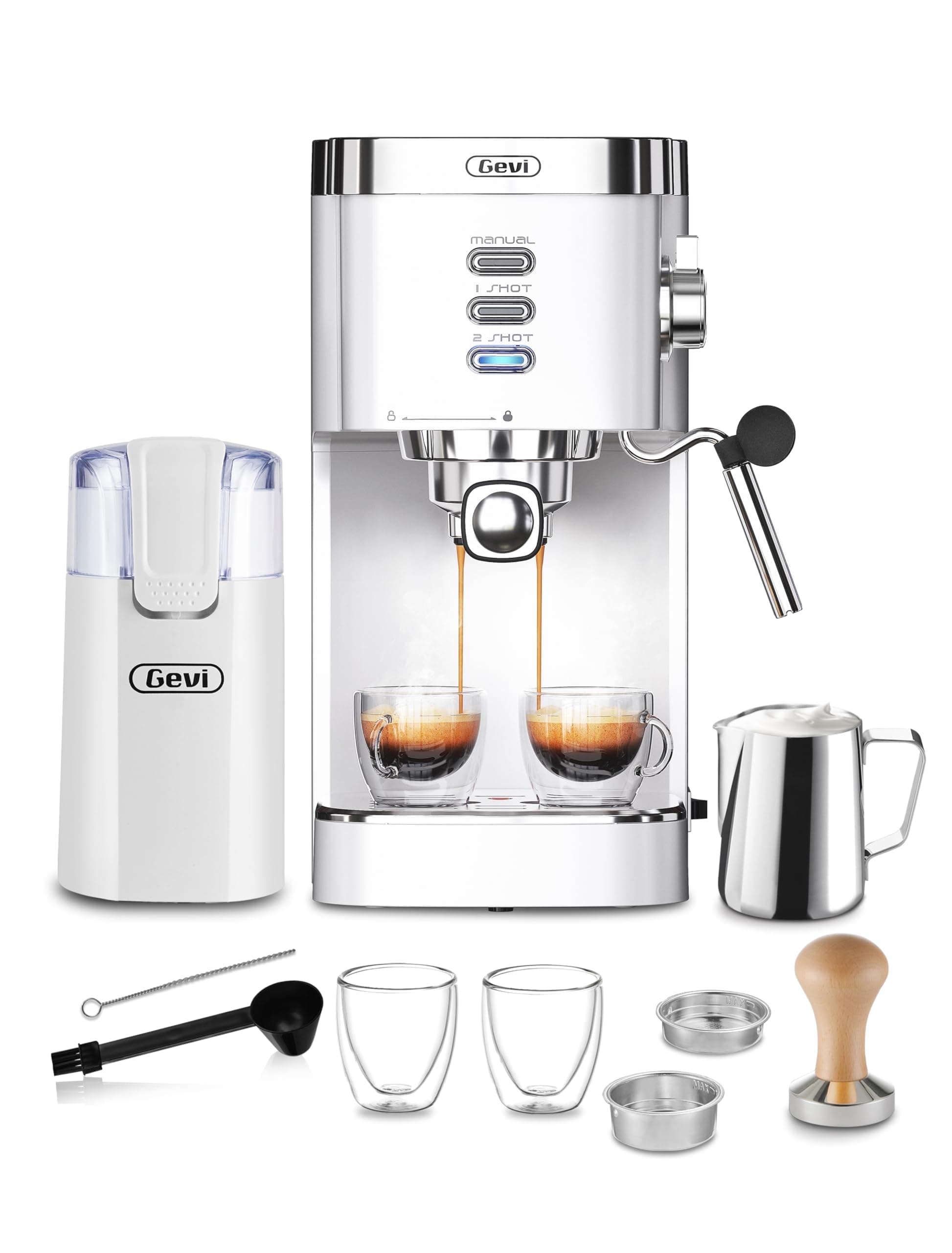 Gevi 20 Bar Kommerzielle Hochdruck-Espressomaschine & Kaffeemühle