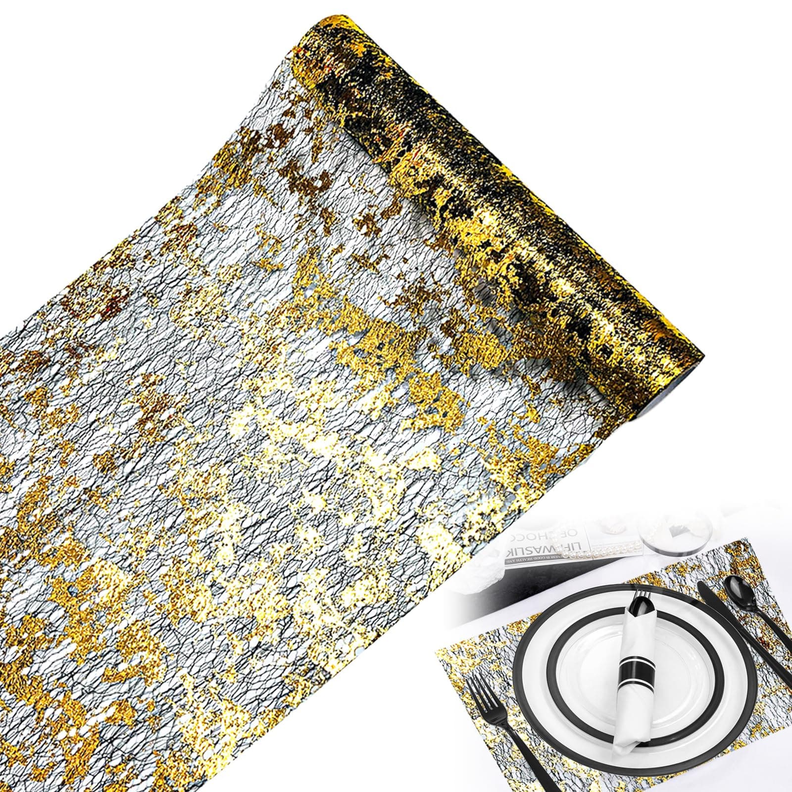 Alovez Tischläufer Schwarz Gold - 28 cm×5M 🖤🌟