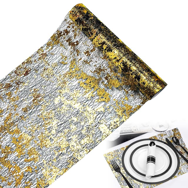 Alovez Tischläufer Schwarz Gold - 28 cm×5M 🖤🌟