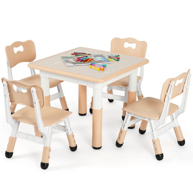MAMIZO Kindertisch mit 4 Stühlen - Kindersitzgruppe Höhenverstellbar 🎯