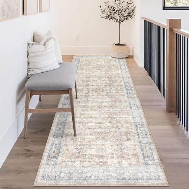 Homcomodar Distressed Läufer Teppich für Flur 80x200cm 🌟 Vintage Küchen Läufer Teppich 🏡