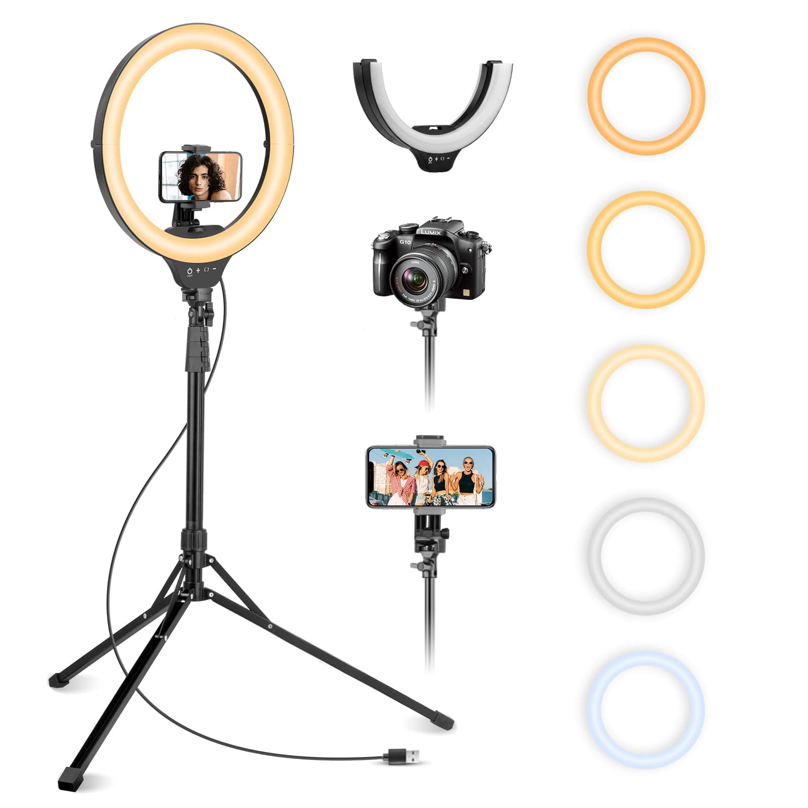 Aureday Ringlicht mit Stativ, 14 Zoll Selfie Ringlicht mit 62 Zoll Stativ Ständer 🌟