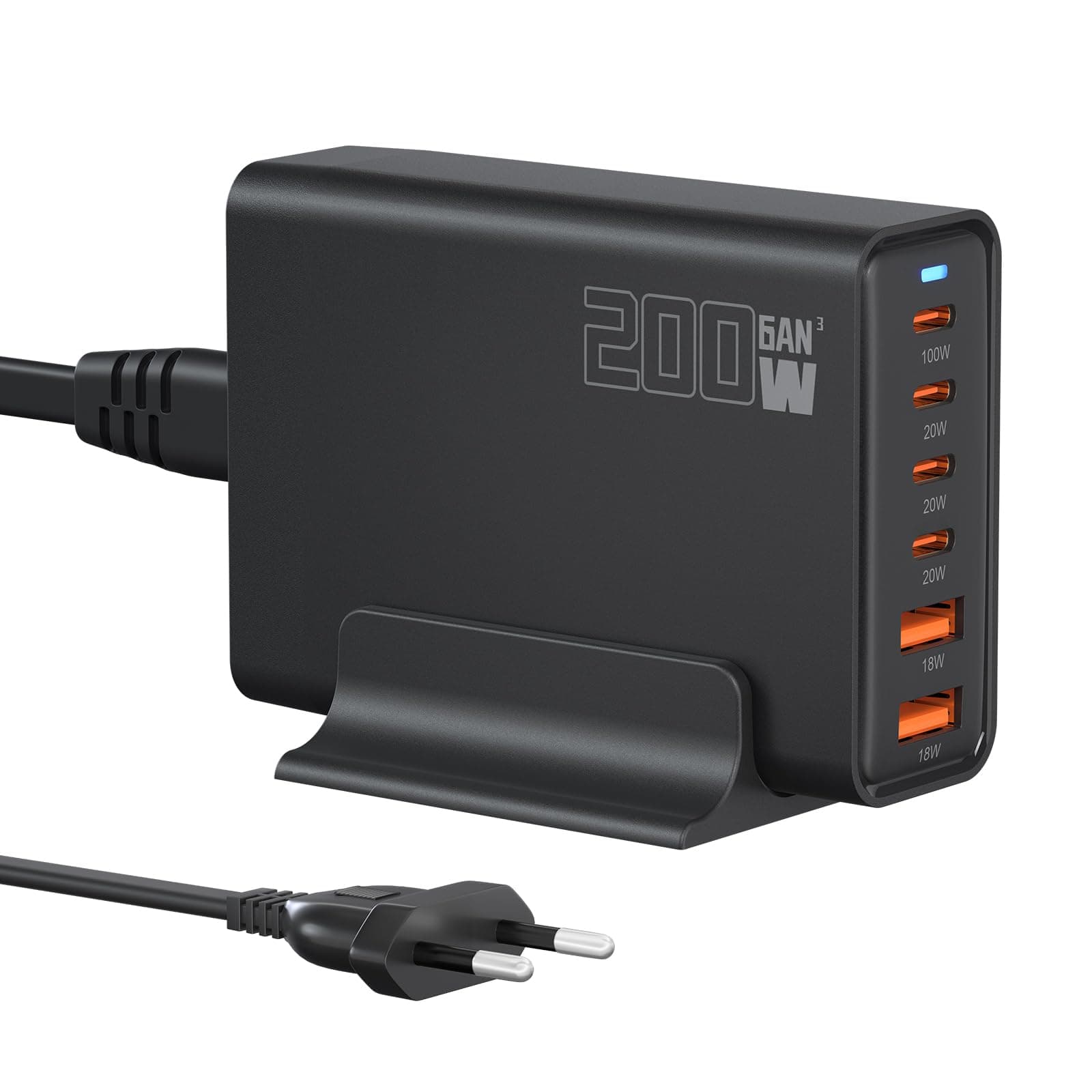 200W USB C Ladegerät, PD 100 W Schnellladegerät 6 Port Ladestation GaN-III Charger