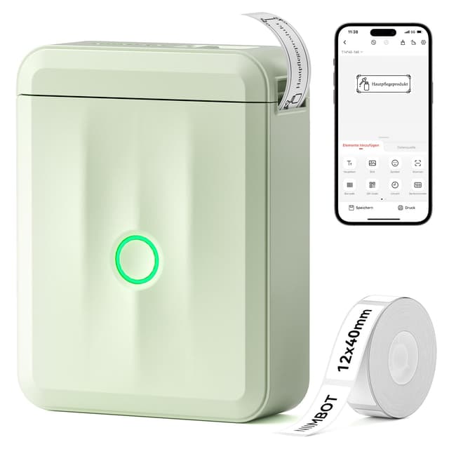 🏷️ NIIMBOT Etikettendrucker D110 Upgrade, Mini Etikettiergerät Beschriftungsgerät Selbstklebend Tragbares Label Printer mit iOS Android, Geeignet für Zuhause Schule Büro, Grün Mini-D110 Upgrade Grün