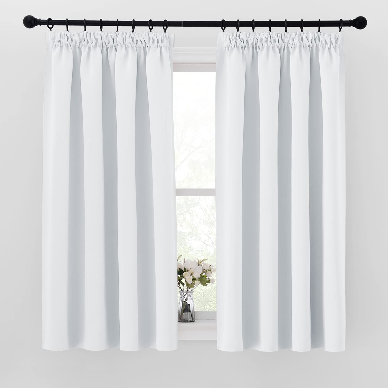 🌟 Angebot! PONY DANCE Verdunklungsvorhänge 2er Set H160 x B140 cm Grau-Weiß