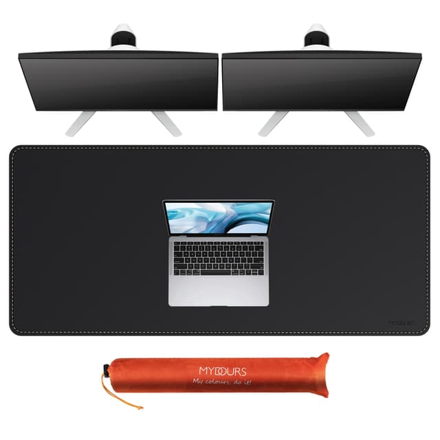Mydours 130x60cm Doppelseitige PU-Leder Schreibtischunterlage in Schwarz 🖤 - Schutz & Stil für Büro und Gaming