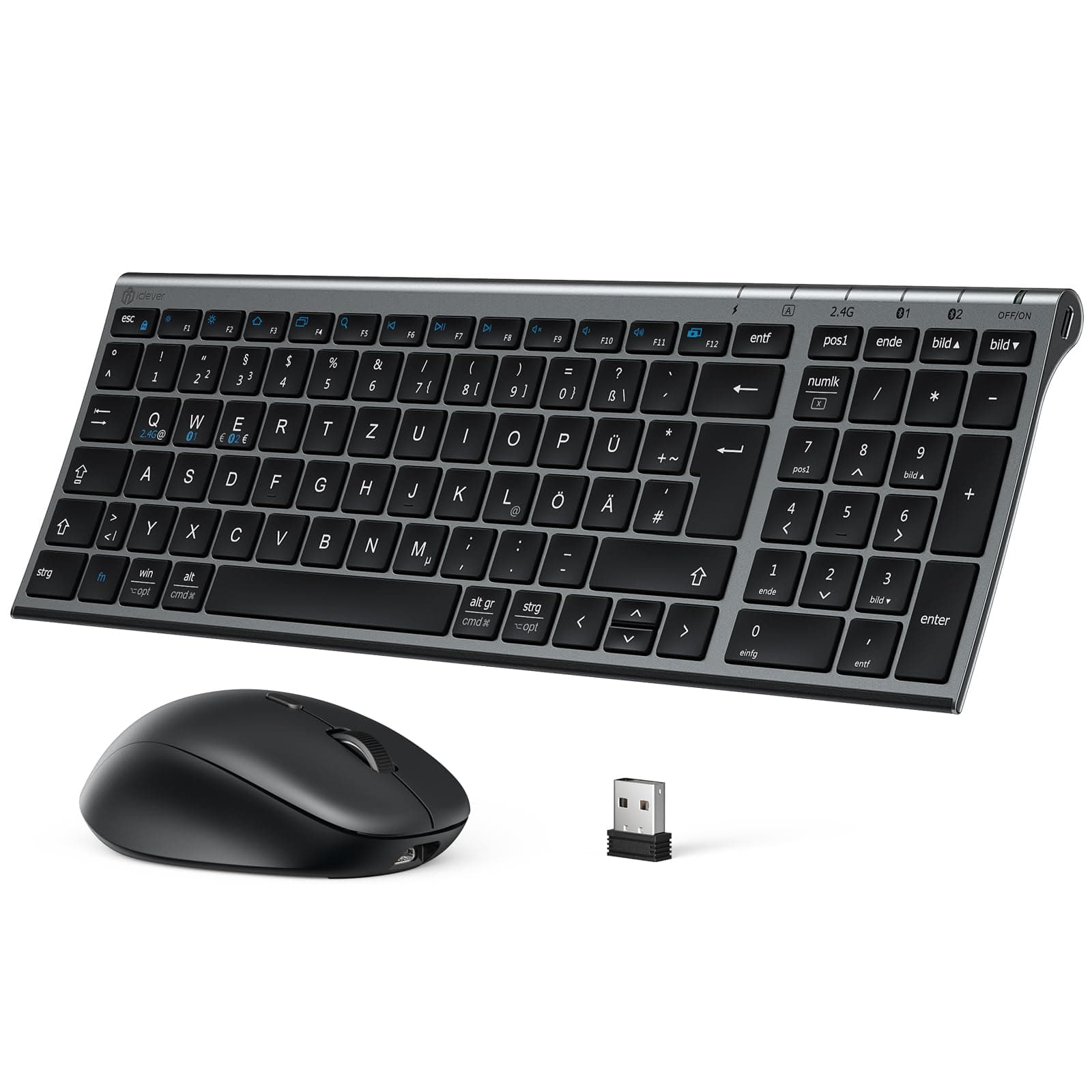 iClever Bluetooth Tastatur mit Maus Set - Kabellos und Wiederaufladbar! 💻🖱️