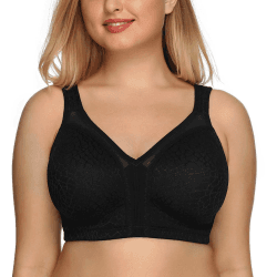 DotVol Damen Komfort Vollschalen Minimizer BH Bügellos Ohne Bügel Große Größen Unterwäsche 90E Schwarz 🌟