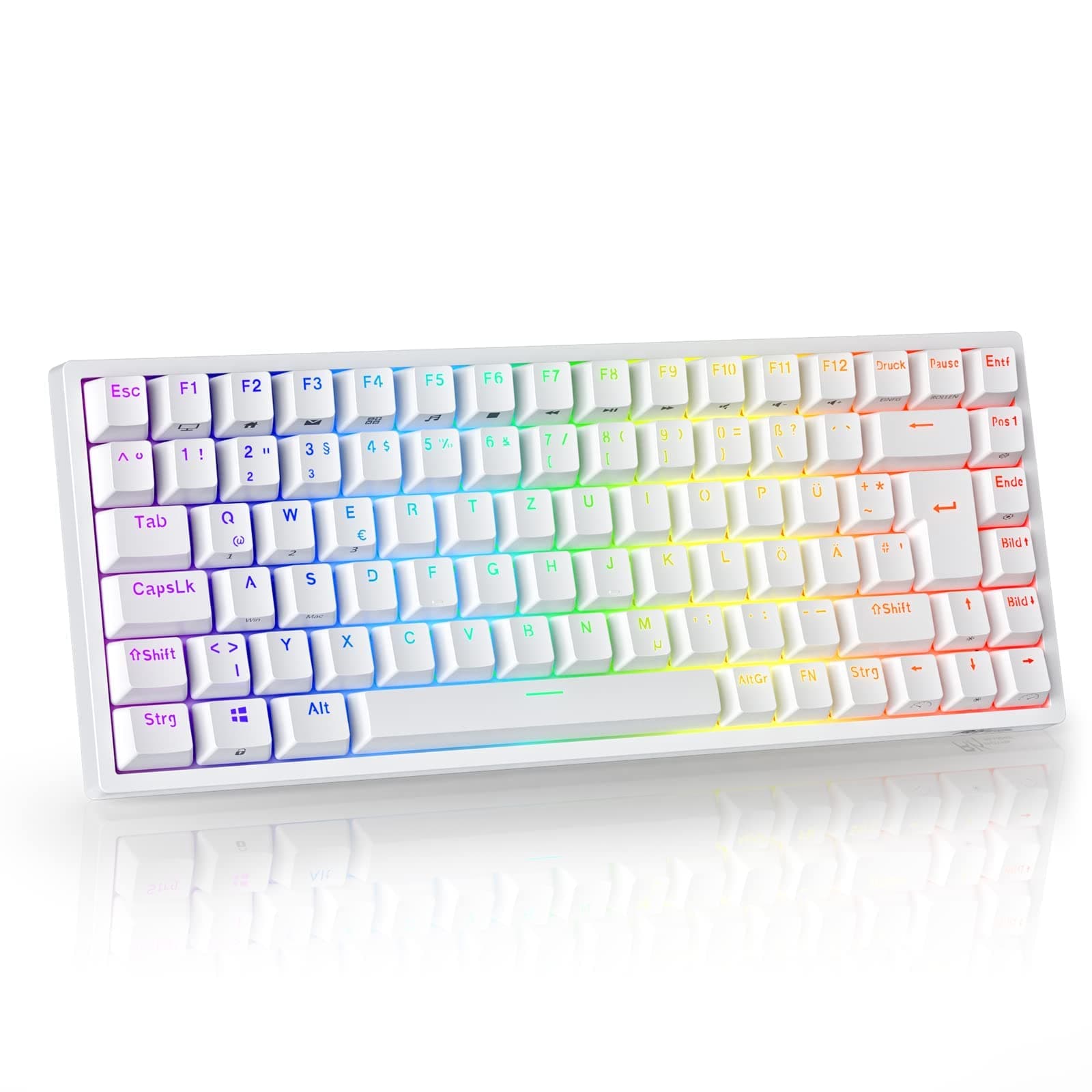 🎮 RK ROYAL KLUDGE RK84-DE 75% Gaming-Tastatur 🌈 Mechanische Bluetooth RGB Hintergrundbeleuchtung