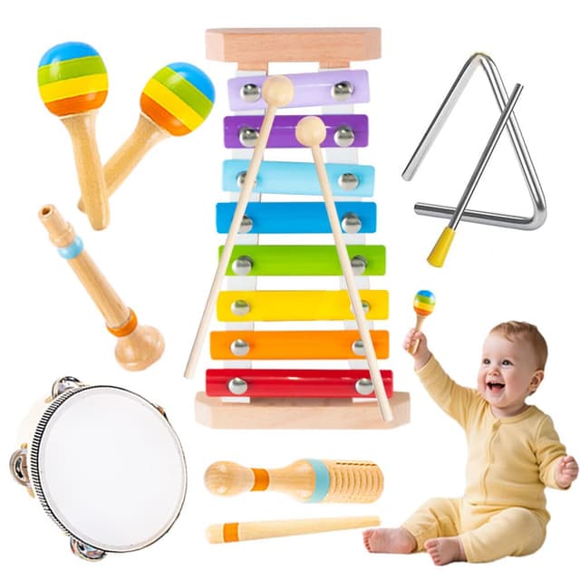 Montessori Musikinstrumente Set für Kinder ab 1 Jahr 🎵🎶 Holzspielzeug Geschenk
