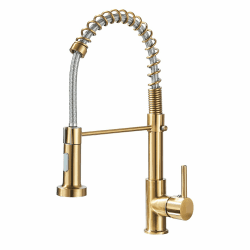 Hbronzeshower Wasserhahn Küche mit Brause ausziehbar, 360° Schwenkbar Küchenarmatur, Gold Einhebel Spültischarmatur