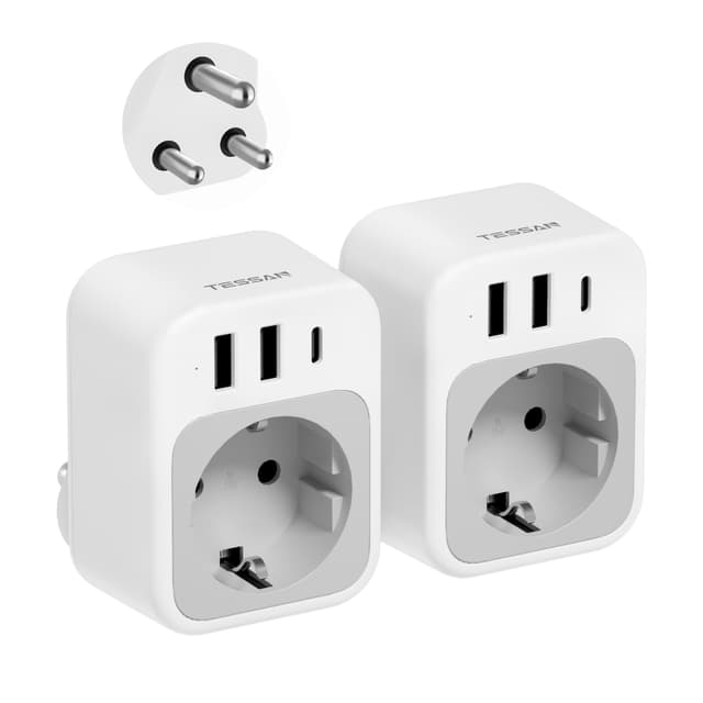 🔌🌍 TESSAN Adapter Südafrika Steckdose 2er Pack - 4 in 1 Reiseadapter mit USB C und USB A