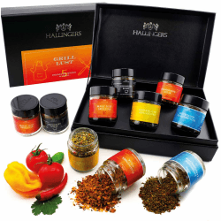 Hallingers Grilllust - Gewürz Geschenkset Grillen handmade, 5 Gewürze aus aller Welt (Set) 🌶️🍖