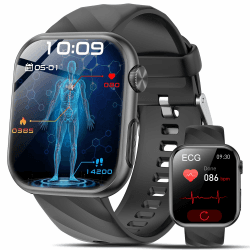 Lgnitek Smartwatch Herren Damen EKG+HRV/ΒΙυtｚυcker/BMI/Harnsäure - 24H Herzfrequenz/SpO2/ΒΙυtdrυck Schlafmonitor Fitnessuhr