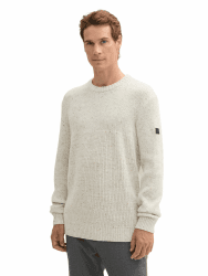 👕🛍️ SALE: TOM TAILOR Herren Crewneck Strickpullover XL 36943 - Offwhite Melange Multi Neps
