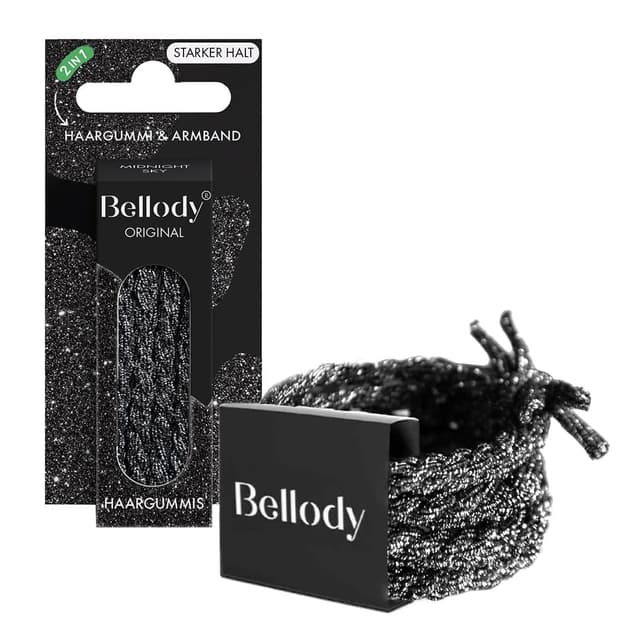 Bellody® Original Haargummis - Sundance Edition - Stylisch geflochtener Haargummi mit starkem Halt (4er Set) Damen Haarschmuck (Midnight Sky) 🌟🌺