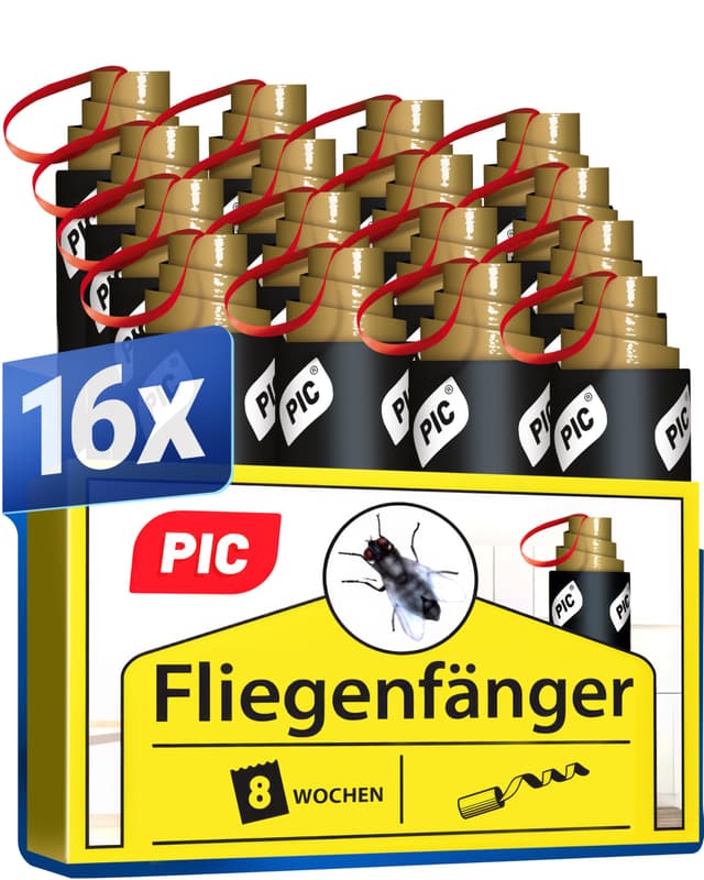 🦟🍎 PIC Fliegenfänger 16x - Umweltfreundliche und Giftfreie Fliegenfalle für den Innenbereich! 🌿