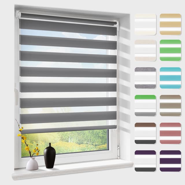 Doppelrollo Klemmfix ohne Bohren, Anthrazit B70 x H150cm 😎🌞