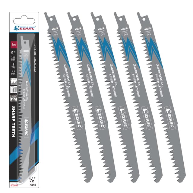 🪚🌳 EZARC Säbelsägeblätter Set 5tlg für Holz, Zubehör Säbelsäge, R931GS für schnelle Schnitte 225mm 5TPI(5 Stück) 225 mm