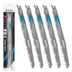 🪚🌳 EZARC Säbelsägeblätter Set 5tlg für Holz, Zubehör Säbelsäge, R931GS für schnelle Schnitte 225mm 5TPI(5 Stück) 225 mm