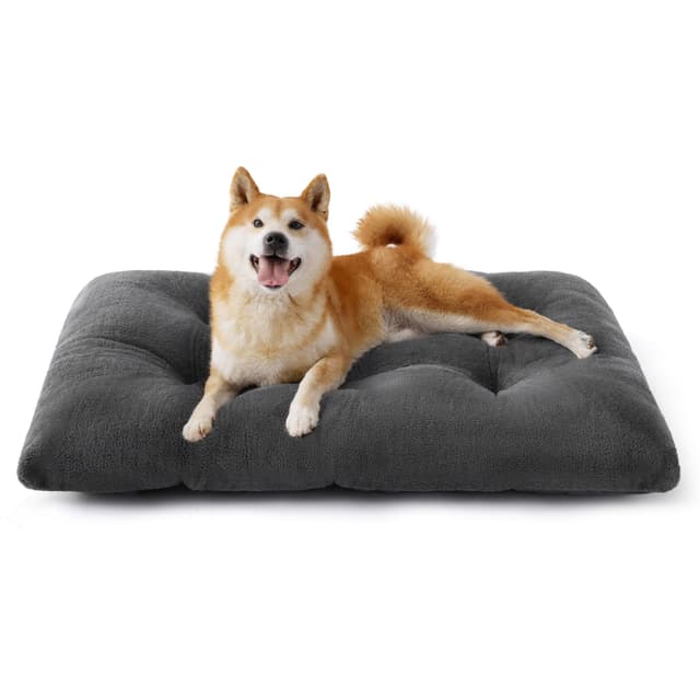 BEDSURE Hundebett Waschbar Groß - Hundekissen Bett Beruhigende Hundematratze mit Rutschfestem Boden, Warmes Kissen für Große Haustiere, Grau, 89x58x8cm L 89 x B 58 x H 8 cm Grau