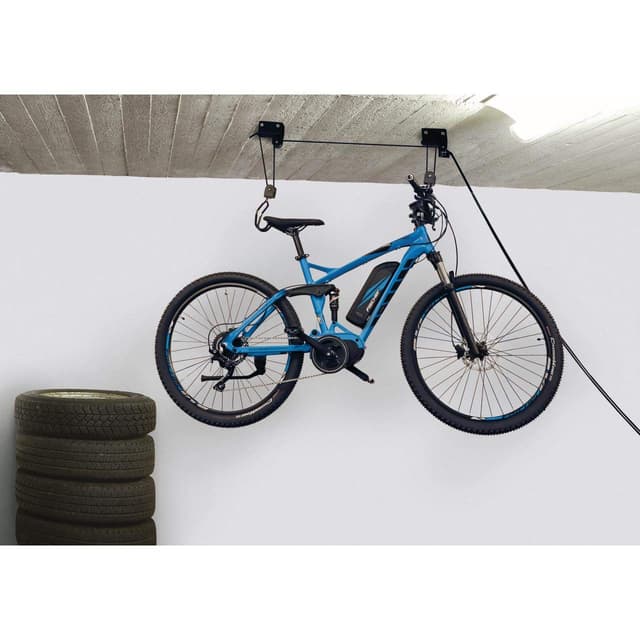🚲 FISCHER Fahrradlift Profi Plus | Tragkraft bis 57 kg | Deckenhalterung für Fahrräder und E-Bikes 🏋️‍♂️