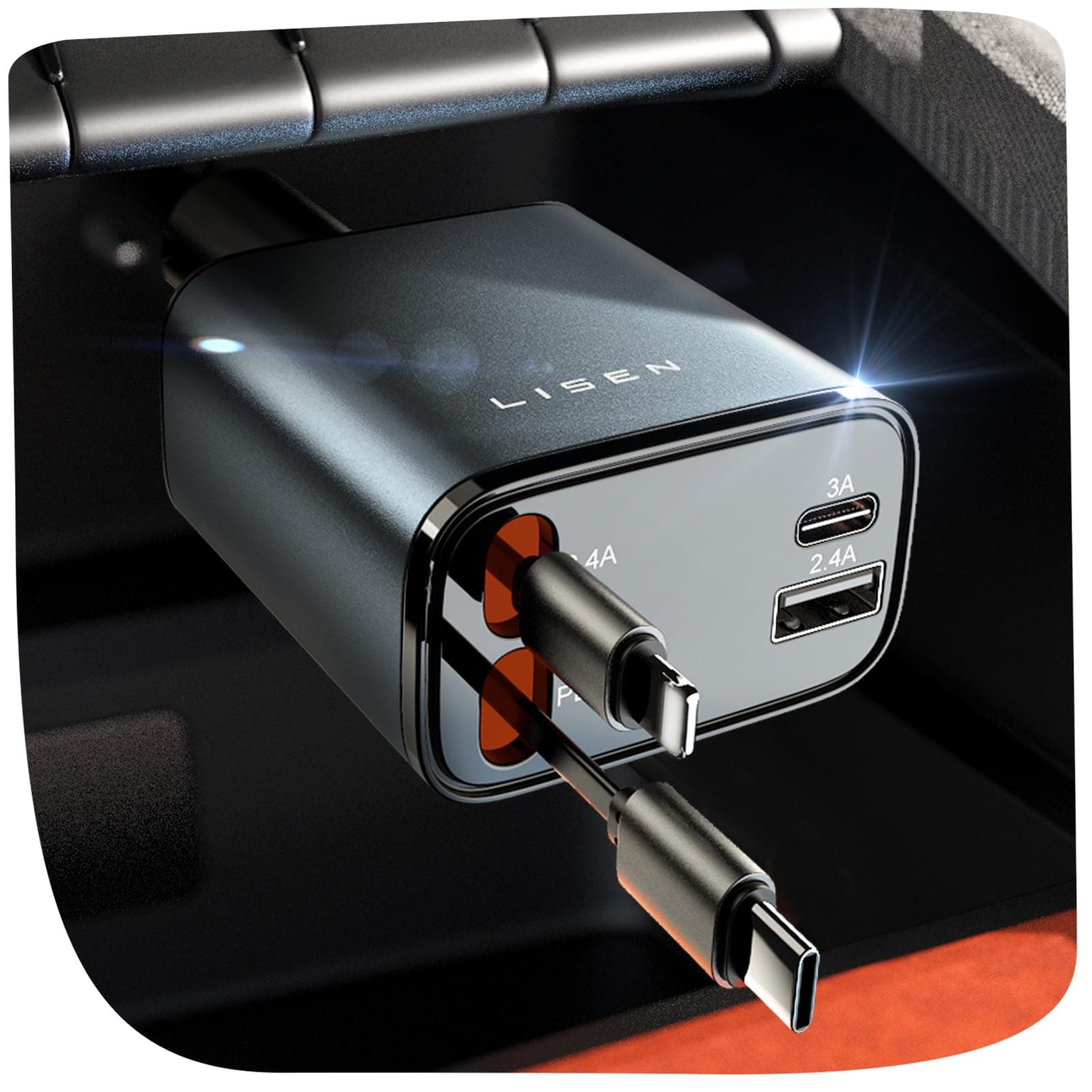 🚗 LISEN 4-in-1 Zigarettenanzünder USB C 69W Auto Ladegerät Adapter