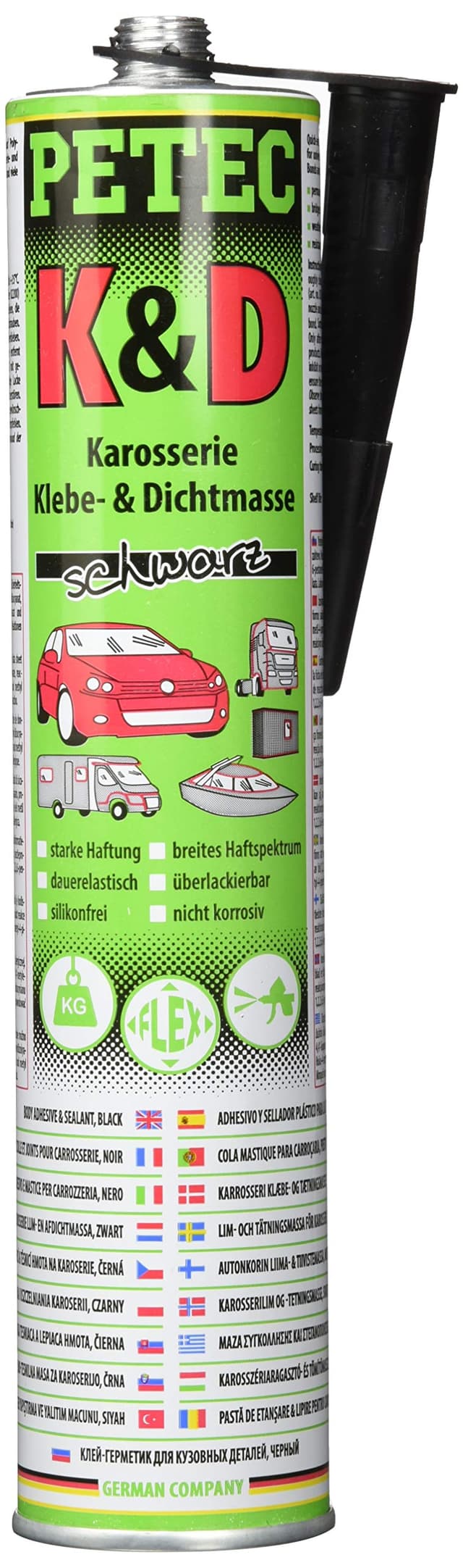 🔥 Spezialangebot: Petec 94730 K&D Karosserie Klebe und Dichtmasse in Schwarz, 310 ml