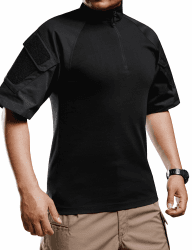 👕 XKTTAC Combat T-Shirt Tactical Shirt mit 2 Taschen Herren Militär Ausrüstung Security Outdoor Polizei Army Hemd Bundeswehr Paintball Airsoft Bk L - Sonderangebot!