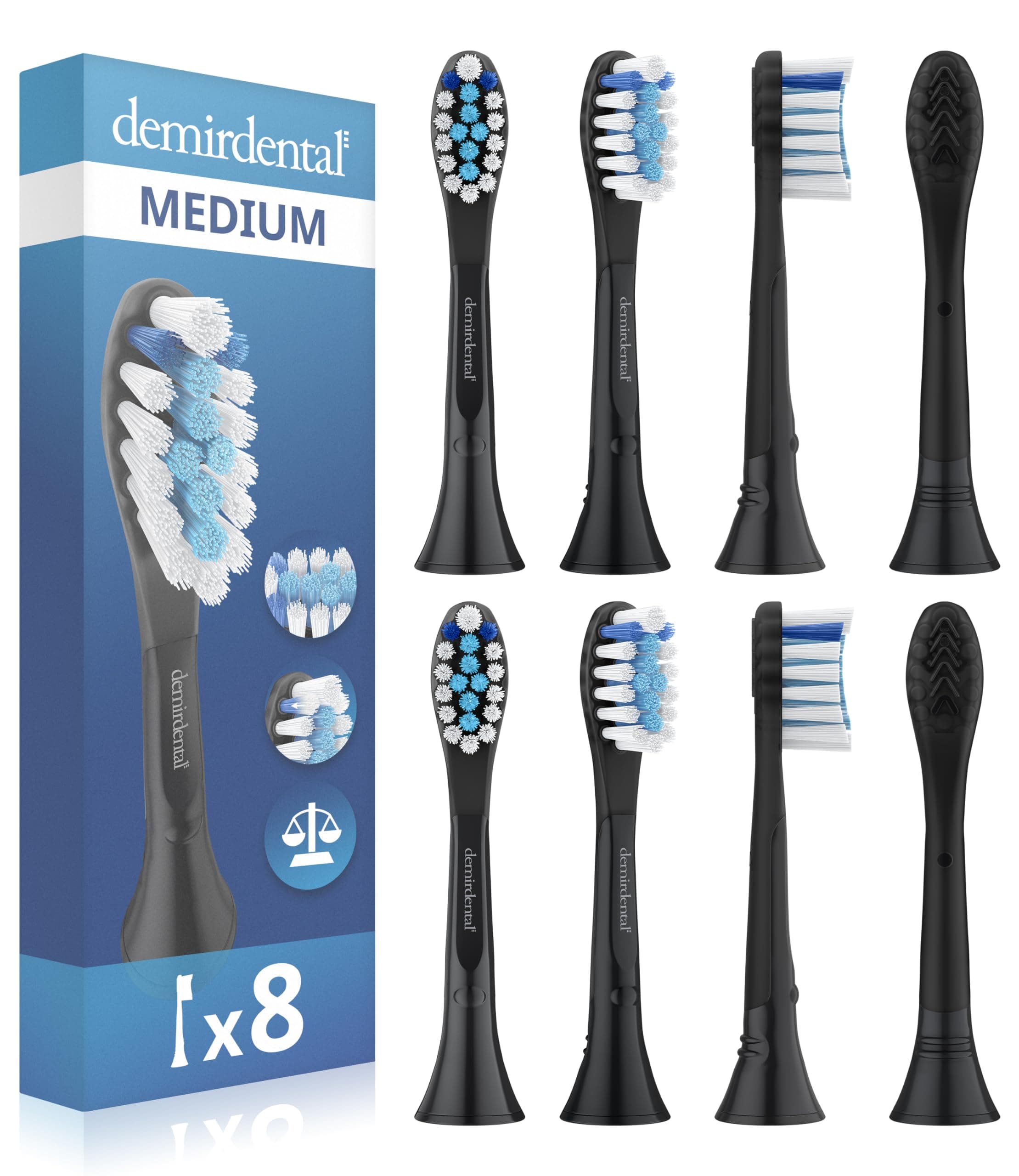 8er Ersatzbürsten von demirdental für Philips Sonicare - Premium Plaque Defence Standard Schallzahnbürstenköpfe