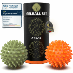 M.S.Lemberg® Igelball Massage Set - Massageball für Reflexzonen, Anti-Stress, Entspannung Geschenk - Noppenball Fußmassage Rücken Nacken Hand Fuß - Ball mit Noppen klein - hart & mittel-weich Igelball Set