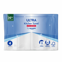 🌟ANGEBOT: Amazon ULTRA Küchenrolle, Extra Saugfähig, 4 Rollen (4 Rollen, 1-er Pack) 🌟